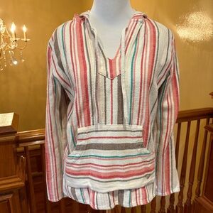 Roxy Baja Beach Poncho Striped Tequila Hoodie Wmn’s Sz M